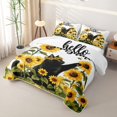 thumbnail image 3 of Manfei Rustic Kitten Bed Spread Queen, Kawaii Farmhouse Sunflower Queen Coverlet Set, Black, 3-Piece, 1 Quilt and 2 Pillowcases, 3 of 7