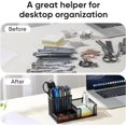 thumbnail image 4 of SHBOTO Mesh Desk Organizer Office Supplies Caddy with Pencil Holder and Storage Baskets for Desktop Accessories, 3 Compartments, Black, 4 of 7