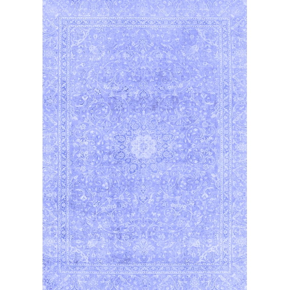 Ahgly Company Machine Washable Indoor Rectangle Abstract Blue Modern Area Rugs, 2' x 4'
