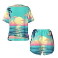 thumbnail image 5 of Picia Retro Palm Beach Sunset Pajamas Sets for Women Soft Short-Sleeved Pjs with Lounge Shorts Two Piece Sleepwear-4X-Large, 5 of 9