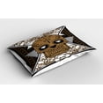 thumbnail image 2 of Ambesonne Tattoo Pillow Sham 2 Pack, Skull and Flowers Tattoo, 30"x20", Brown and Black, 2 of 3