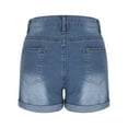 thumbnail image 5 of Wensltd Summer Denim Shorts for Women Mid Waisted Button Zipper Ripped Jean Shorts, 5 of 7