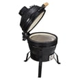 thumbnail image 1 of QinaQin Asador portátil de carbón con cuerpo cerámico de 13 pulgadas, parrilla de hierro fundido y accesorios, ideal para BBQ, hornear o ahumar al aire libre, 1 of 7