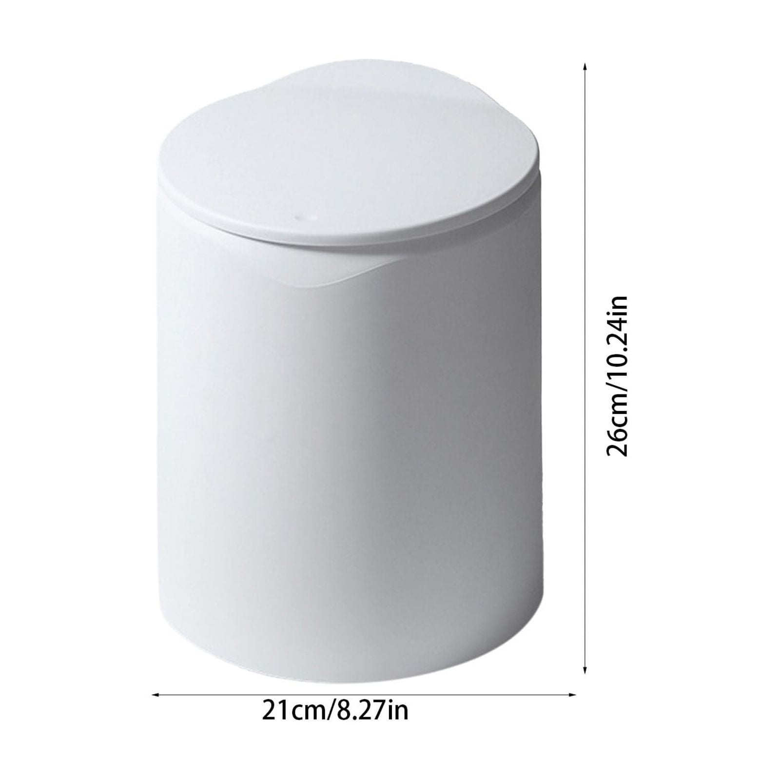 Multifunctional Desktop Trash Can with Lid, Press-Type Waste Basket for Kitchen, Living Room, Bathroom, and Office, Non-Slip Small Portable Garbage Bin with Newspaper Baskets, White, 27x18.5x18cm