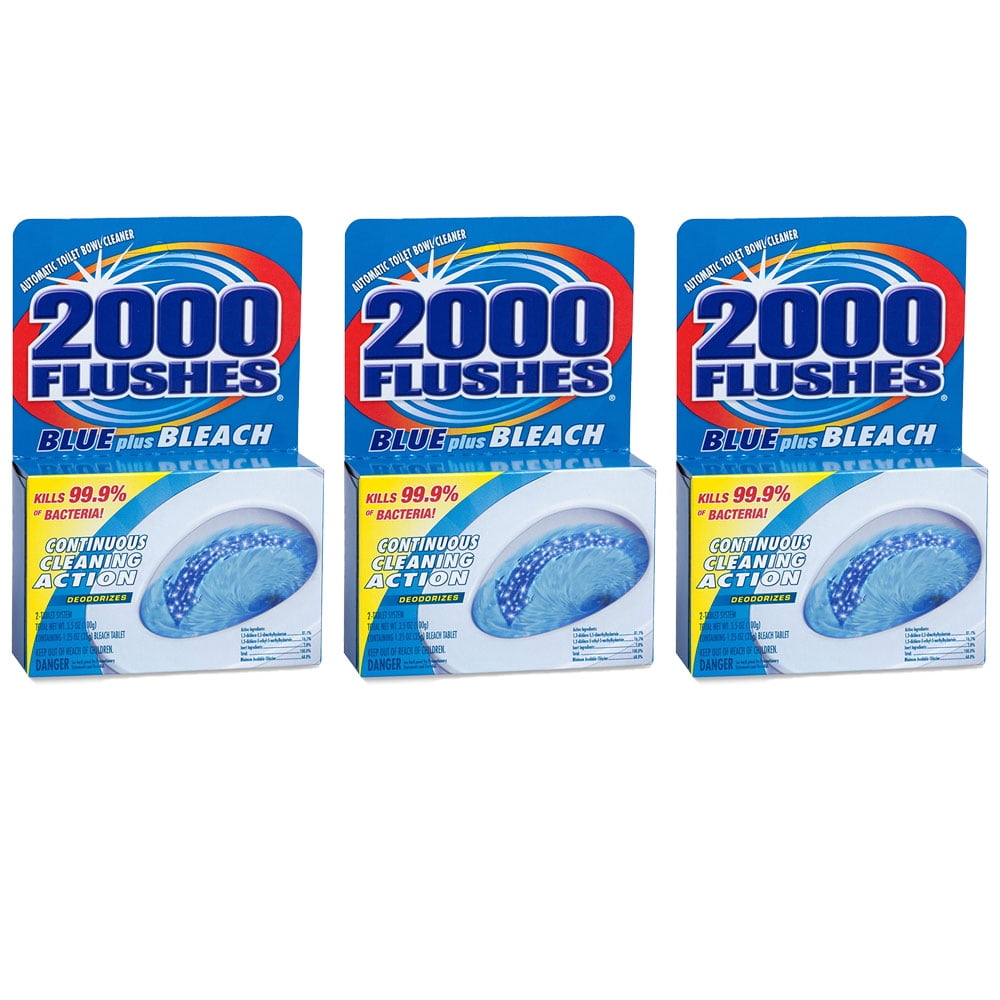2000 Flushes 208017 Blue Plus Bleach Antibacterial Automatic Toilet Bowl Cleaner 3.5 OZ (Pack of 3)