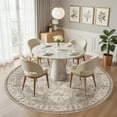 thumbnail image 3 of UERMEI 5'x5' Round Washable Area Rugs for Living Room, Vintage Floral Boho Printed Carpet, Non Slip Indoor Large Rugs for Bedroom Home Decor Carpets, Beige Brown, 3 of 7