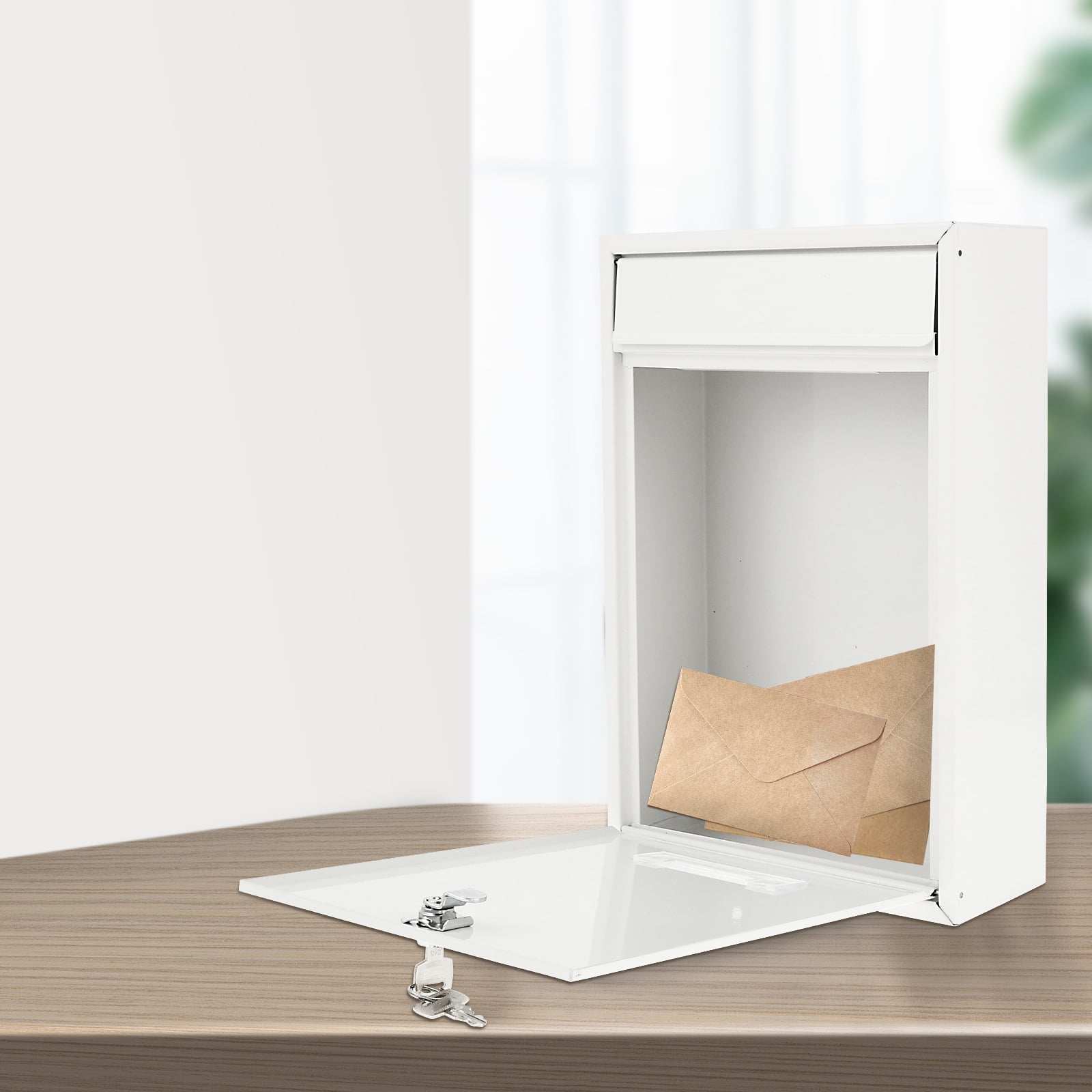 Wall Mounted Metal Mailbox with 2 Keys Weather Resistant Lockable Security Postbox Delivery Letter Box for School Office Outdoor