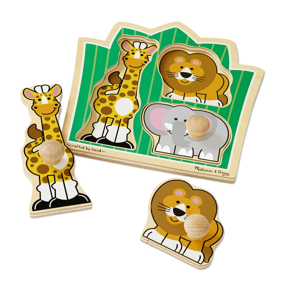 Melissa & Doug Jungle Friends Safari Animals Jumbo Knob Wooden Puzzle - Walmart.com - Walmart.com