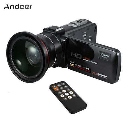 Andoer HDV-Z20 1080P Full HD 24MP WiFi Digital Video Camera Camcorder with 0.39X Wide Angle + Macro Lens 3.1