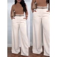 thumbnail image 4 of Women Fall High Elastic Waist Loose Pleated Long Flowy Palazzo Work Pants with Pockets XL, 4 of 8