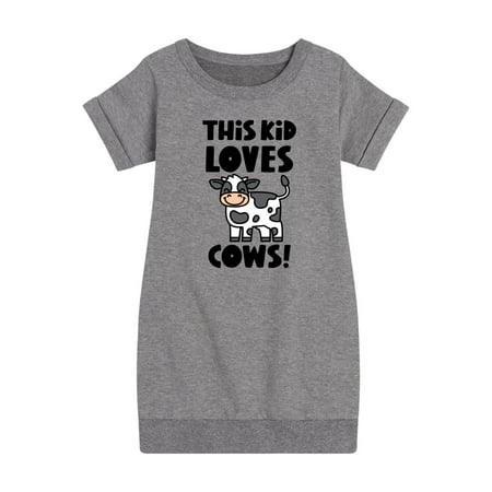 

Instant Message - This Kid Loves Cows - Toddler & Youth Girls Fleece Dress