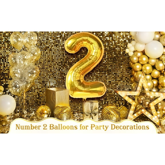 KatchOn, Gold 2 Balloon Number - Big, 50 Inch | Gold Number 2 Balloon, Two Balloon, 2nd Birthday Decorations for Boys | 2nd Birthday Balloons, 2 Year Old Balloon