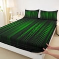 thumbnail image 3 of Homewish Abstract Ombre Stripes Twin Sheet Sets,Modern Abstract Geometric Twin Fitted Sheet,Green Black Lines Flat Sheet For Adults,Breathable Home Decor,3pcs, 3 of 7