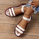 thumbnail image 4 of Sandalias náuticas con plataforma para mujer, zapatos de piel sintética con correa elástica en el tobillo y puntera abierta, cómodas sandalias sin cordones, 4 of 4