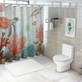 thumbnail image 7 of Orinice  Red Orange Teal Nautical Coastal Shower Curtain Set - Standard Summer Beach Bathtub Curtain with 12 Hooks, Sea Turtle Coral Waterproof Fabric Stall Shower Curtains for Bathroom 69x72, 7 of 7