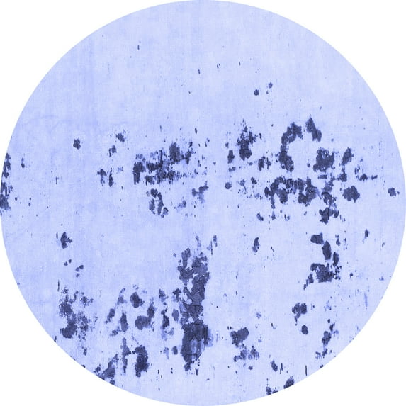 Ahgly Company Machine Washable Indoor Round Abstract Blue Modern Area Rugs, 7' Round