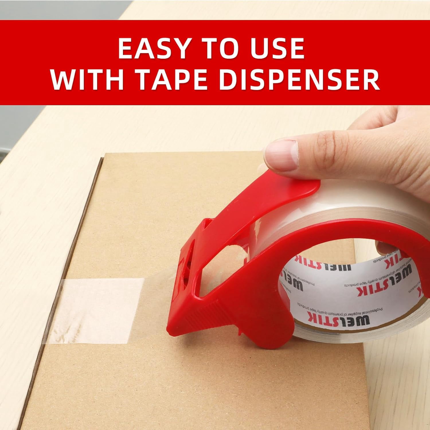 Behome Clear Shipping Packing Tape with Dispenser, 6 Rolls Heavy Duty Packing Tape for Shipping and Moving, 1.88" x 60 yd