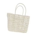 thumbnail image 1 of Bolso de mano tejido para mujer, moderno, portátil, con asa superior, ideal para ir de compras y citas. Blanco, 1 of 8
