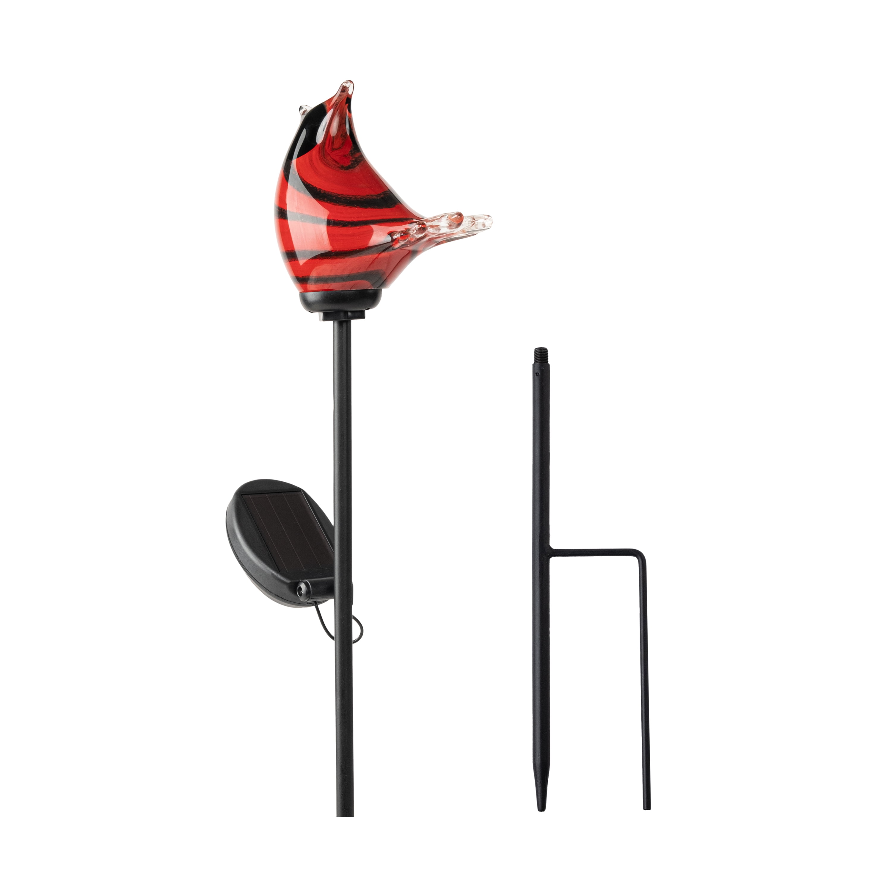Better Homes & Gardens Solar LED Red and Black Stripe Bird Glass Stake Light Outdoor Décor, 7.3"W x 2.4"D x 25.4"H, 1.34 lb weight