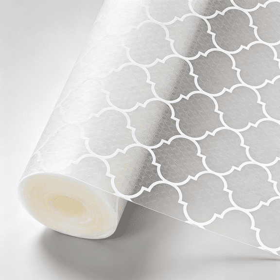 Semi-Transparent Cabinet Liner 17.7" x 78.7", Non-Adhesive EVA Shelf Mat with Lantern Pattern, Waterproof Drawer Protector.