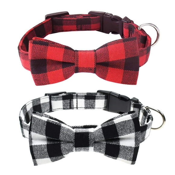 Collar para perro Malier, pajarita navideña a cuadros, ajustable, tamaño grande