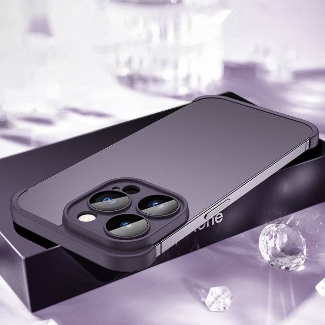 Estuche para teléfono TPU Protector de lente de vidrio Almohadilla de esquina (Púrpura para iPhone 14 Pro)
