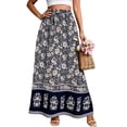 thumbnail image 2 of Skirts for Women Floral Print Maxi Skirts Summer Flowy Long Skirts High Waist (White L), 2 of 6