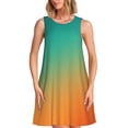 thumbnail image 1 of Cauagu Robes d'Été Dégradées Orange à Turquoise pour Femmes, Robes Sans Manches Décontractées de Vacances Col Rond avec 2 Poches, 1 of 7