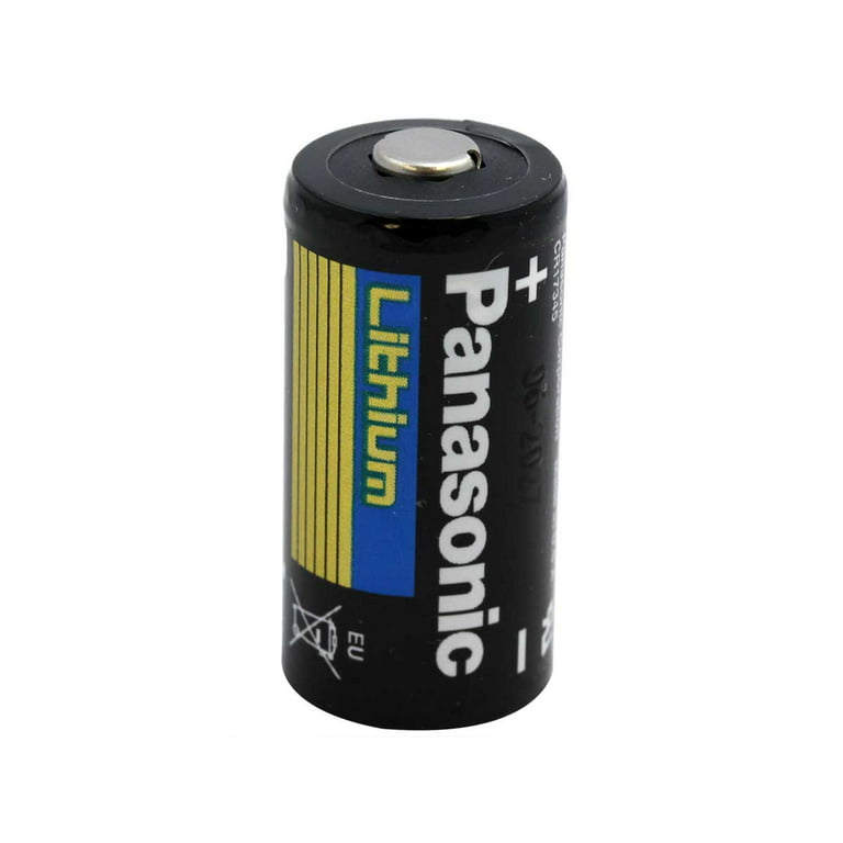 Panasonic CR123A Lithium battery 3V Photo Lithium Battery, 0.67 Diameter x  1.36 H (17.0 mm x 34.5 mm), black/Gold/Blue
