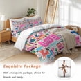thumbnail image 7 of Cute Graffiti Bedding Duvet Cover Set Twin Size 4 Pieces LOVE Car House Abstract Modern Bedding Set with Zipper Closure, 1 Comforter Cover 68x86 Inches 1 Flat Sheet & 2 Pillow Cases, 7 of 7