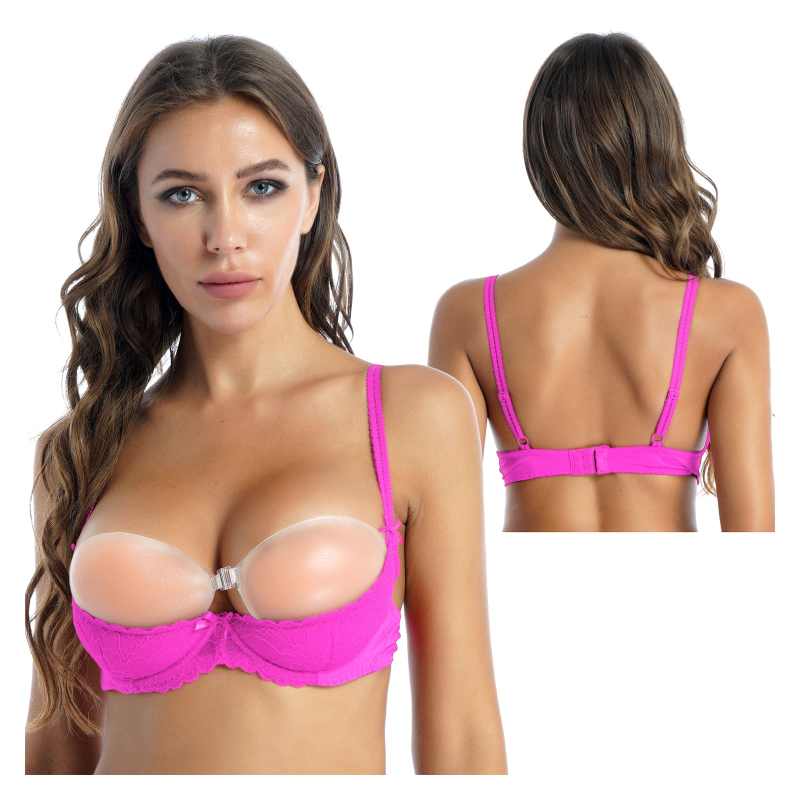 Renvena Womens Lace Bra Half Cup Open Bra Underwired Bra Nightclub Open