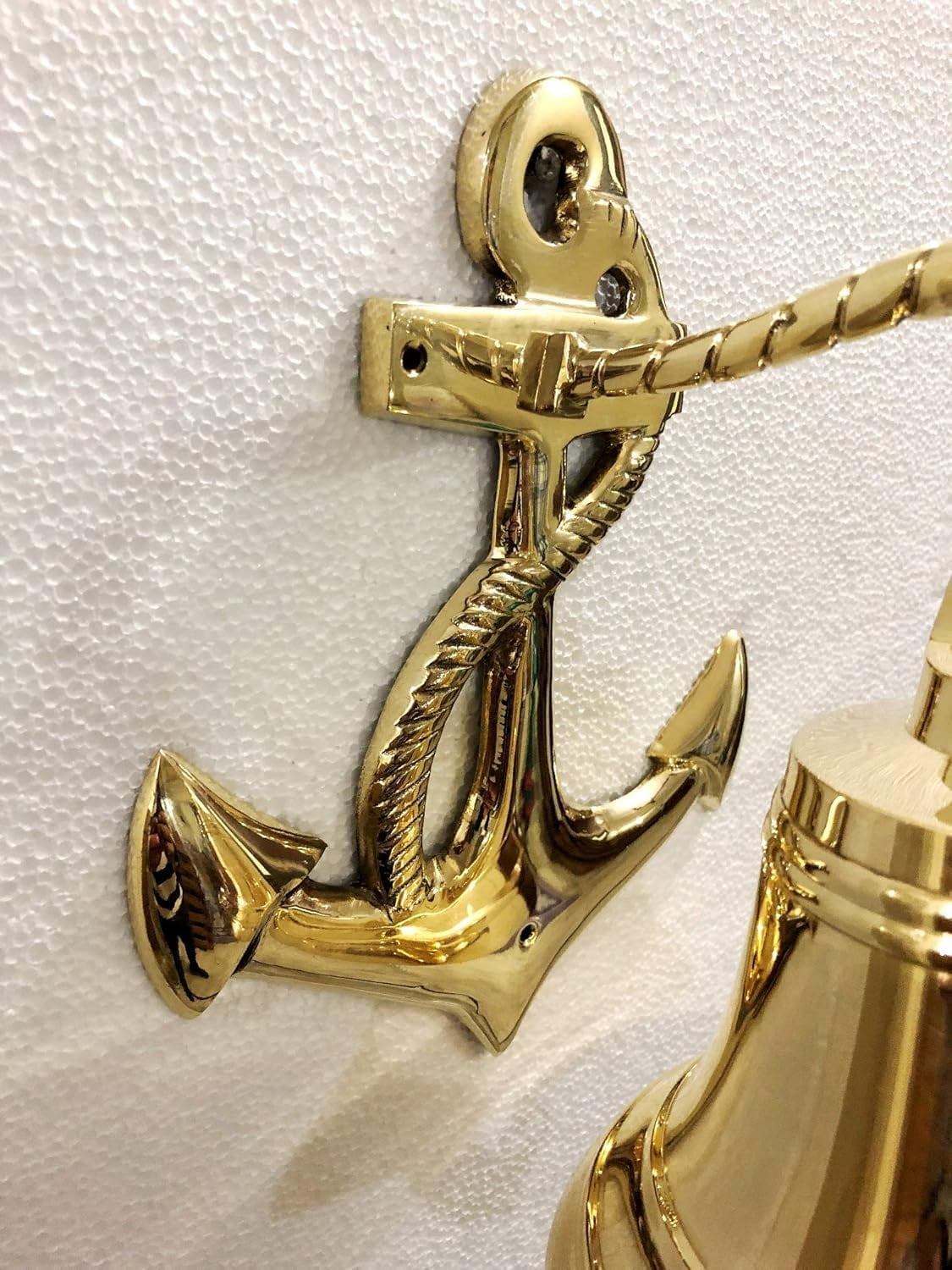 6" Solid Brass Anchor Ship Bell Ring Home Kitchen Outdoor Indoor Door Bell Wall Hanging