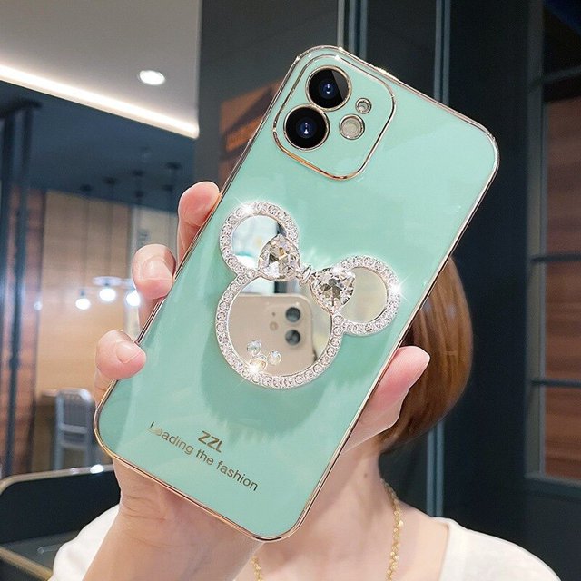 Nuevo Mickey Mouse Girls Mirror Phone Case Lovely Mirror Phone Case para Iphone 14 13 Girls Gifts zhangyuxiang LED
