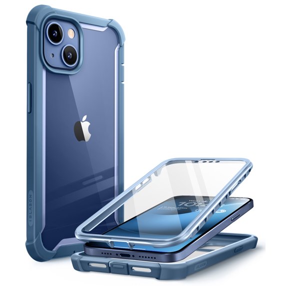 i-Blason Ares Case for iPhone 14 6.1 inch (2022 Release), Dual Layer Rugged Clear Bumper Case with Built-in Screen Protector(Azure)