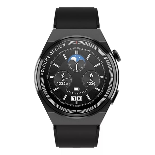 Smartwatch GT3 MAX NS Tech NEGRO 2 Extensibles Intercambiables silicon y metalico Carga Inalambrica