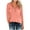 Hot Pink, variant on Women's Plus Size Three Quarter Sleeve Raglan T-Shirt with V-Neck Button Detail and Loose Fit Comfort Top