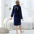 thumbnail image 4 of Atogsazn Toddler Girl Fuzzy Robe Fleece Furry Long Sleeve Bathrobe with Waistband Warm Winter Clothes 02-Navy 4-5 Years Fashion, 4 of 9