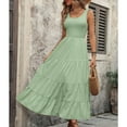 thumbnail image 4 of SWSMCLT Women's Autumn Dresses Billowy Dress Empire Waist Breathable Sundress Calf Length Comfy Casual Green Medium, 4 of 5