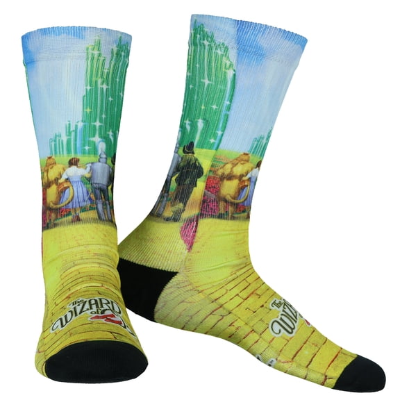 The Wizard Of Oz Socks Men's Yellow Brick Road Sublimated Crew Sock.