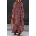 thumbnail image 5 of PRETTYGARDEN Women's Fall Dresses Long Sleeve Flowy Casual Floral Maxi Dress Crew Neck Smocked Tiered Long Dress, 5 of 7