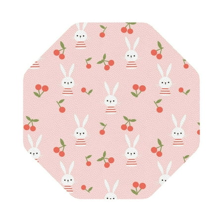 

Matuu Rabbit And Cherry for Cup Coasters Set of 6 Leather Coasters Desk Coasters for Office Measures 4” x 4” Octagon