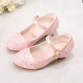 thumbnail image 2 of Gubotare Dress Shoes Girls Girls Heels Mary Jane Shoes - Round Toe with Rhinestone Strap- Easy on Off (Pink,Little Kids 13), 2 of 6