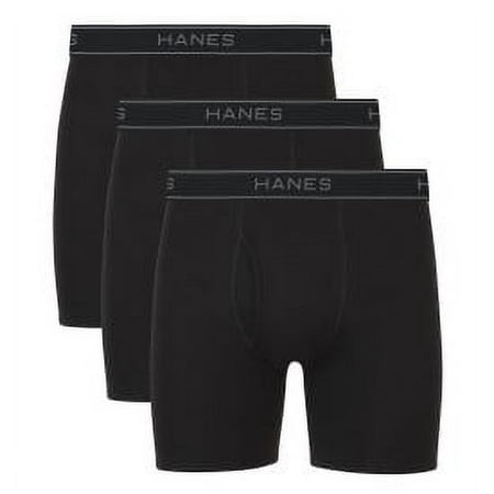 Hanes Men'S Value Stretch Boxer Brief Underwear, Black, 3-Pack