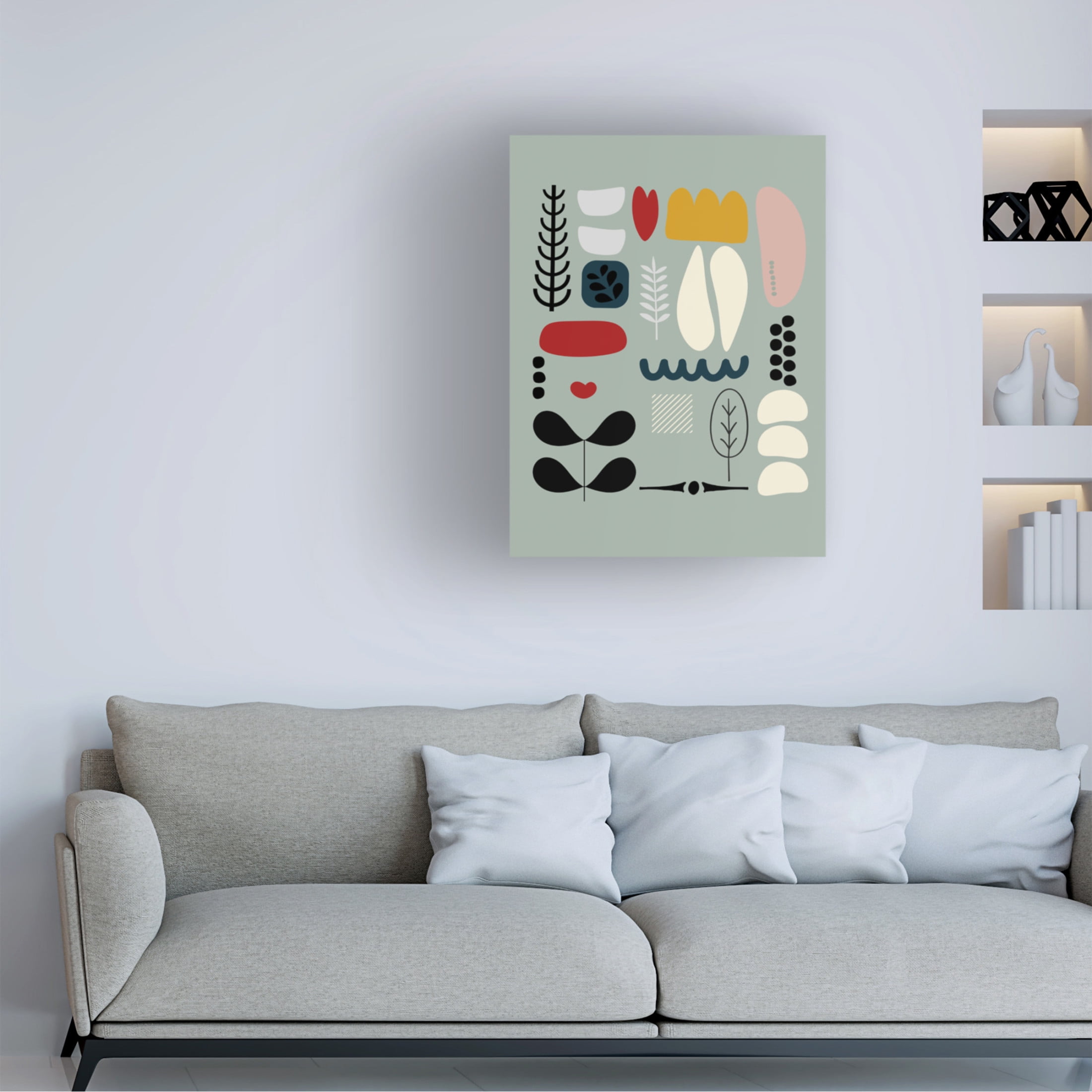 Canvas Wall Art - Tom Quartermaine 'Scandinavian Abstract Shapes on Duck Egg Blue' Wall Art for Living Room, Bedroom, or Office Décor by Trademark Fine Art - 24 x 32 Inches