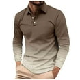 thumbnail image 2 of Tawop Men's & Big Men's Polo Shirts Printed Buttons Gradient Long Sleeve Pullover Shirts L, 2 of 7