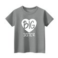 thumbnail image 4 of WTOBBY Summer Kids "BIG SISTER" Round Neck Short Sleeve Casual T-Shirt Top for Girls - Ideal for Sibling Fun and Everyday Adventures,Light Gray 130, 4 of 4