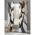 thumbnail image 4 of Black Gold Line Sheer Curtains for Living Room Bedroom, Light-filtering Sheer Curtain, Street Art Rod Pocket Voile Window Treatment Drapes, 52’’Wx108’’L, 2 Panels Set, 4 of 7