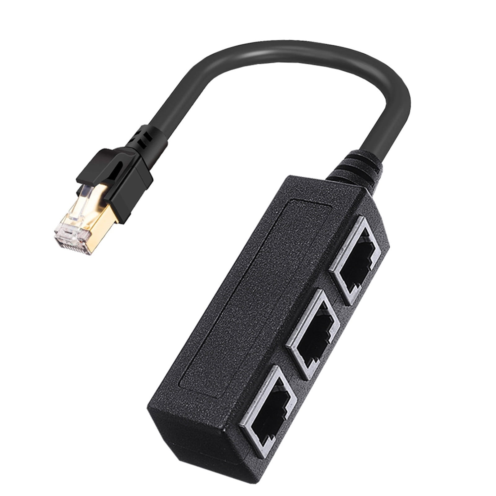 1Pcs Ethernet Splitter - RJ45 1 to 3 Port Connector for Internet Cable, Gigabit Speed, Wide Compatibilities with Cat5/5e/6/7/8, Standard 8P8C for Home Office, Network Extension, Black