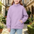 thumbnail image 4 of Children Pockets Sweatshirt Solid Color Winter Long Sleeve Sweatshirt for Boys Girls, 4 of 8