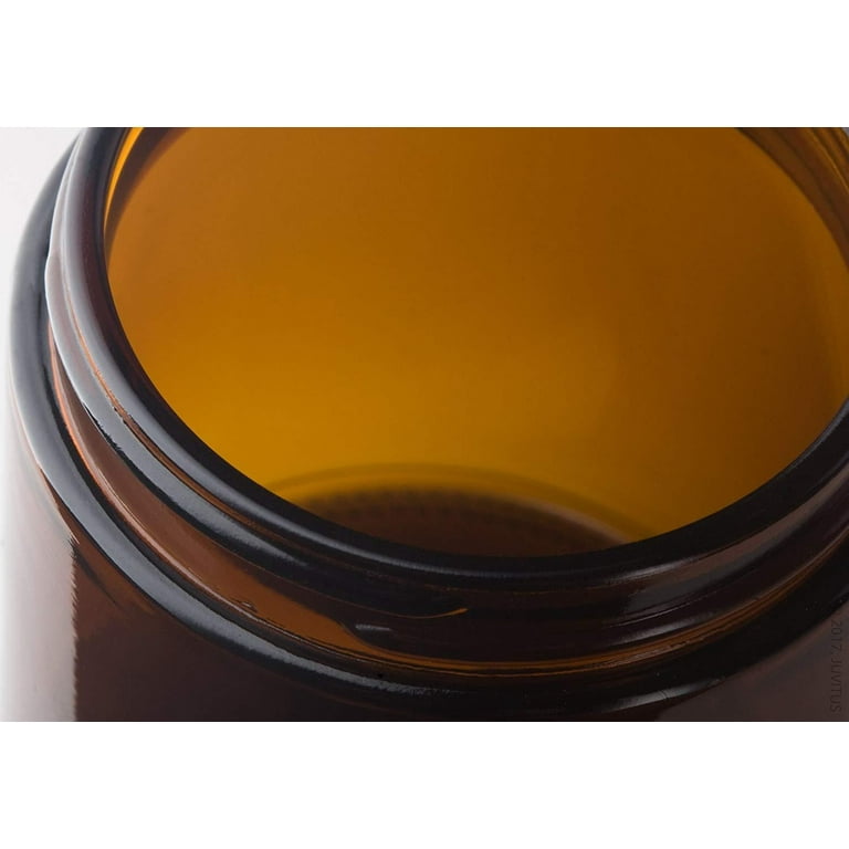 6 Piece Amber Glass Straight Sided Jar Multi Size Set : Includes 2-1 oz, 2-2 oz, and 2-4 oz Amber Glass Jars with Black Lids + Spatulas